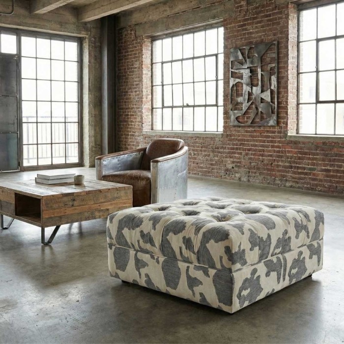 Milka popiel aranżacja tkanina szenilowa we wzór krowy