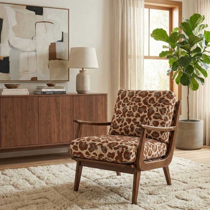 Lampart brąz aranżacja tkanina szenilowa we wzór lamparta