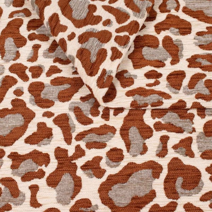 Lampart brąz tkanina szenilowa we wzór lamparta