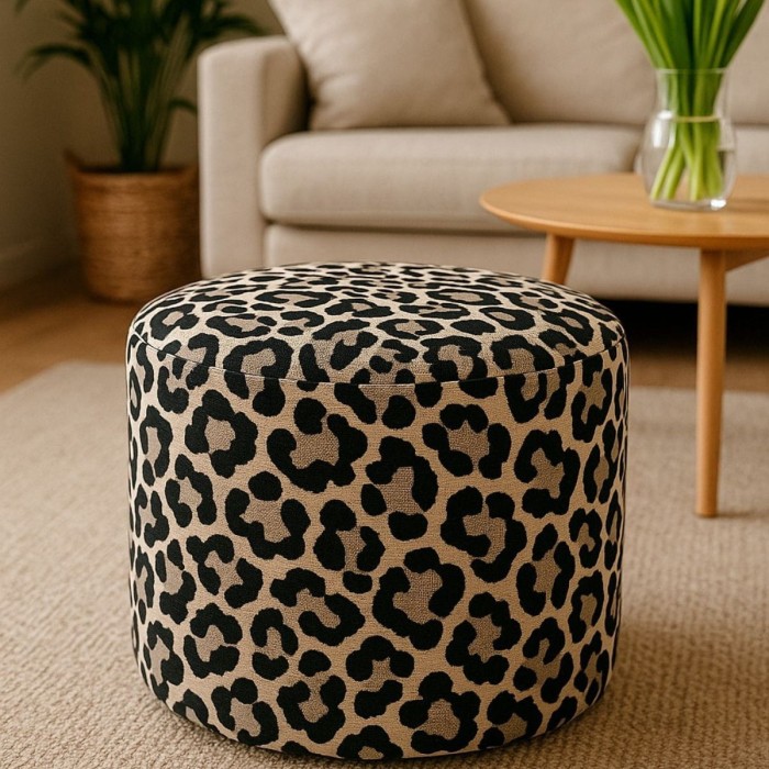 Lampart aranżacja tkanina szenilowa we wzór lamparta