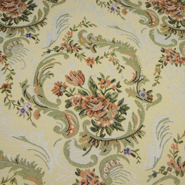 Tkanina tapicerska Medalion 450603 żakardowa w klasyczne kwiaty materiał obiciowy