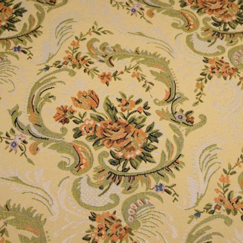 Tkanina tapicerska Medalion 450604 żakardowa w klasyczne kwiaty materiał obiciowy
