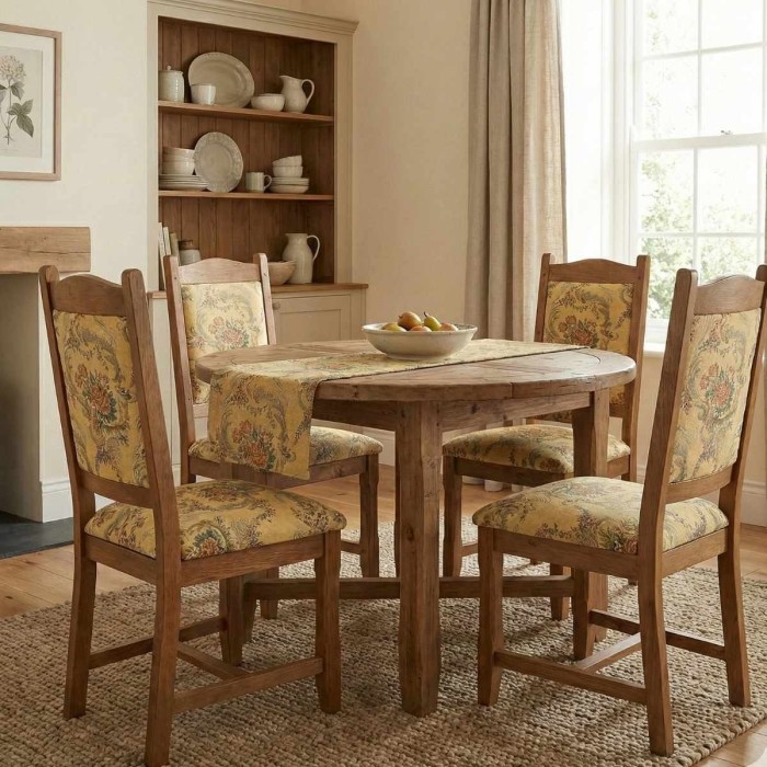 Medalion 450604 aranżacja. Tkanina tapicerska Medalion żakardowa w klasyczne kwiaty materiał obiciowy na krzesłach