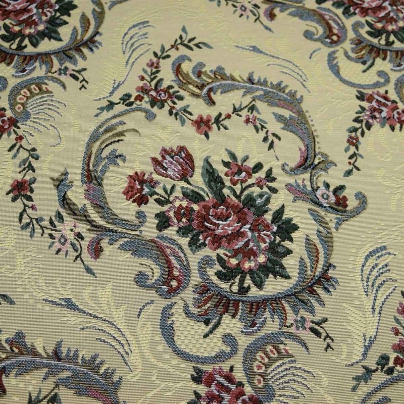 Tkanina tapicerska Medalion 310603 żakardowa w klasyczne kwiaty materiał obiciowy