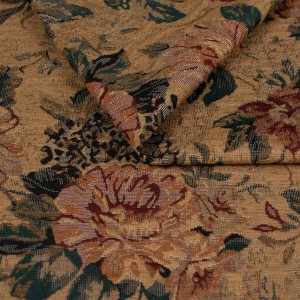 Tkanina tapicerska Roma koniak żakardowa tkanina meblowa w kwiaty