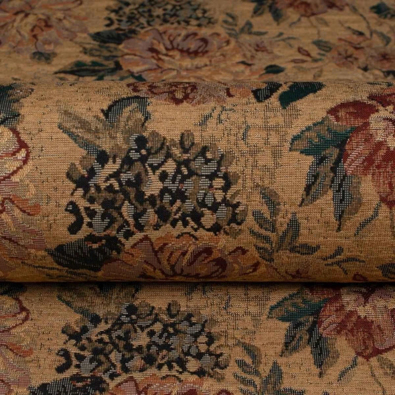 Roma koniak tkanina żakardowa kwiatowy wzór materiał obiciowy