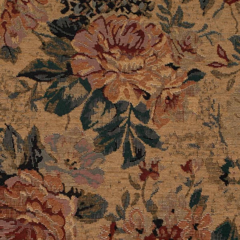 Struktura tkaniny tapicerskiej Roma koniak klasyczny żakard w kwiaty