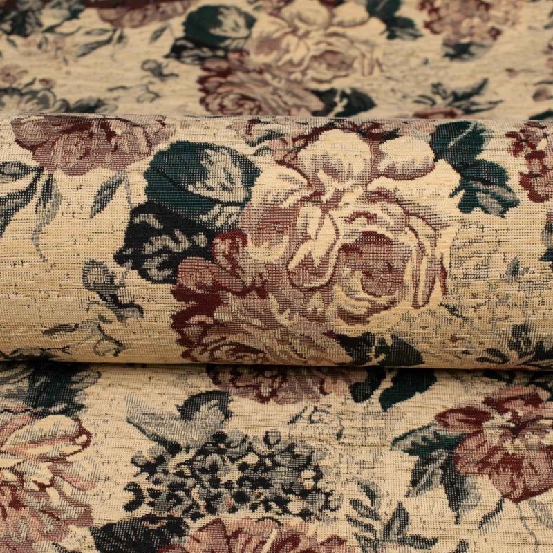 Roma krem tkanina żakardowa klasyczny wzór kwiatowy materiał obiciowy