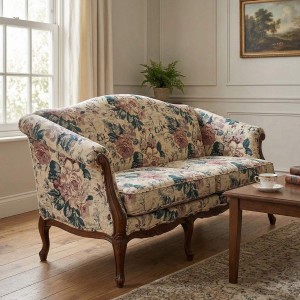 Kanapa tapicerowana tkaniną Roma krem klasyczna tkanina żakardowa