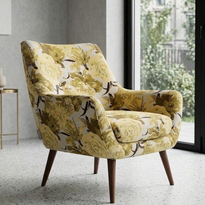 Laura złota aranżacja fotel w tkaninie