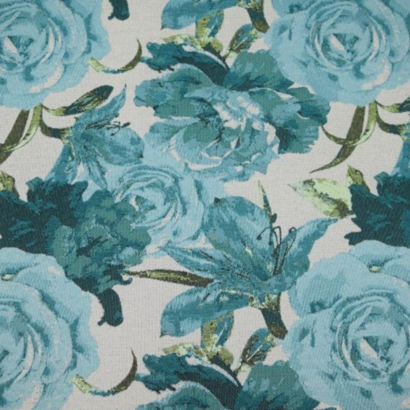 Laura turkus tkanina w angielskie kwiaty
