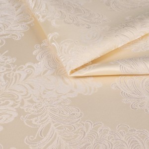 Beżowa tkanina tapicerska żakardowa Diva zdobiona dużym, klasycznym wzorem barokowym