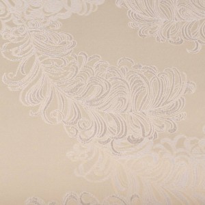 Beżowa tkanina tapicerska żakardowa Diva zdobiona dużym, klasycznym wzorem barokowym
