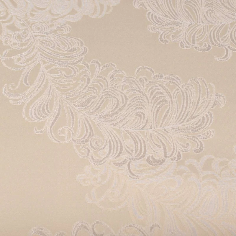 Beżowa tkanina tapicerska żakardowa Diva zdobiona dużym, klasycznym wzorem barokowym
