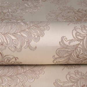 Tkanina tapicerska żakardowa Diva w kolorze kawy, zdobiona dużym, barokowym wzorem