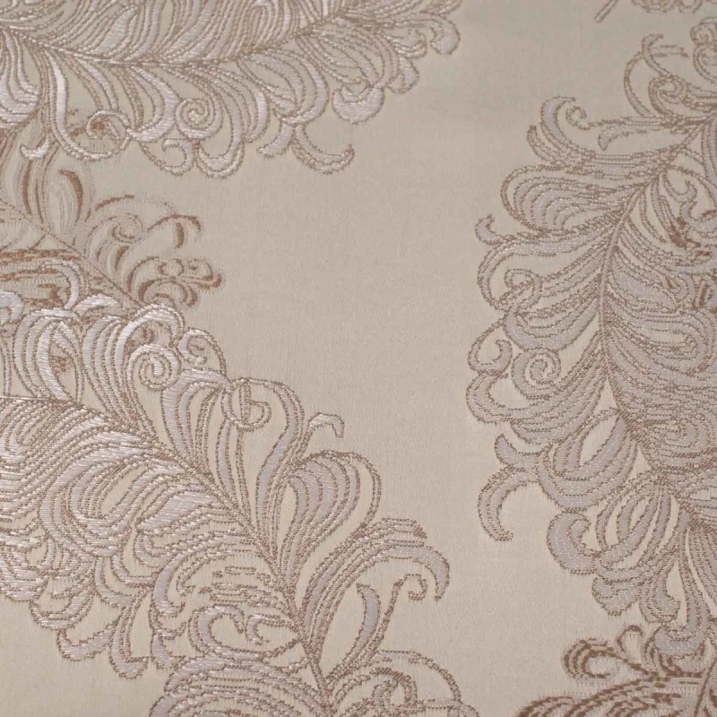 Tkanina tapicerska żakardowa Diva w kolorze kawy, zdobiona dużym, barokowym wzorem