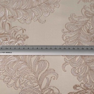 Tkanina tapicerska żakardowa Diva w kolorze kawy, zdobiona dużym, barokowym wzorem zdjęcie z miarą