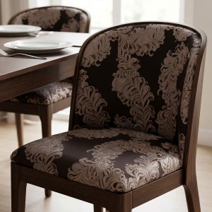 Gruby żakard obiciowy Diva w ciemnobrązowym kolorze na stylowe meble aranżacja krzesło