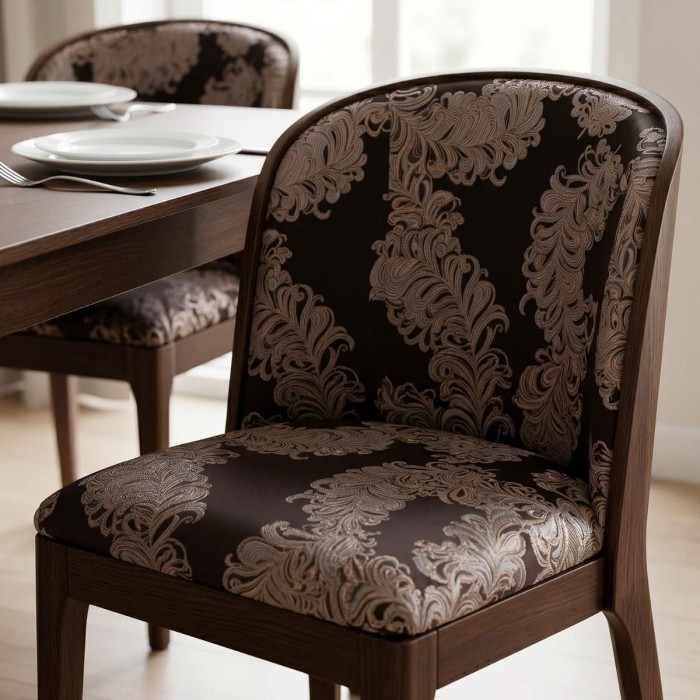 Gruby żakard obiciowy Diva w ciemnobrązowym kolorze na stylowe meble aranżacja krzesło