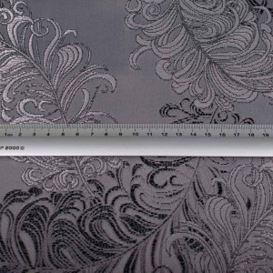 Grafitowa tkanina tapicerska żakardowa Diva zdobiona dużym, barokowym ornamentem zdjęcie z miarą