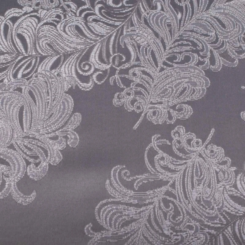 Jasnoszary materiał obiciowy Diva popiel w eleganckie, srebrzyste ornamenty klasyczne