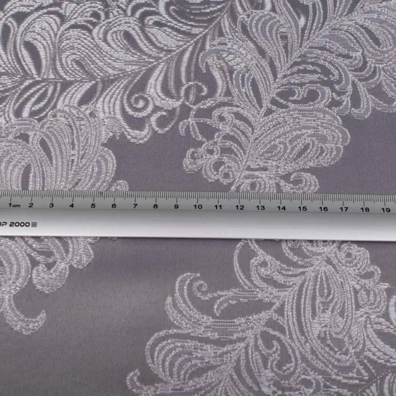 Jasnoszary materiał obiciowy Diva popiel w eleganckie, srebrzyste ornamenty klasyczne zdjęcie z miarą