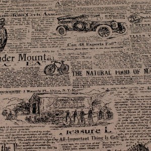 Kremowa tkanina obiciowa Oldpress z precyzyjnie tkanym wzorem starej gazety – Obiciowe.pl