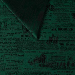 Zielona tkanina obiciowa Oldpress z precyzyjnie tkanym wzorem starej gazety – Obiciowe.pl