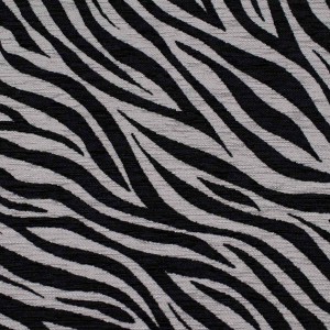 Zebra szaro-czarna. Tkanina obiciowa we wzory zwierzęce Zebra szaro-czarna – zbliżenie na strukturalny splot i tkany wzór materiału tapicerskiego.